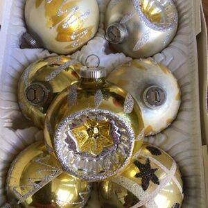 Seven West German Vintage Glass Ornaments